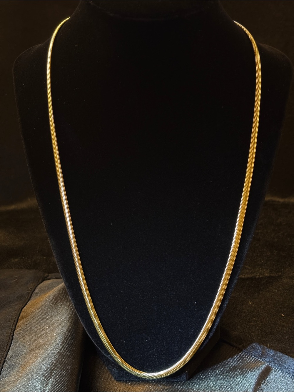 4mm Yellow Gold Herringbone Necklace 24in